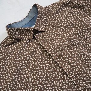 Rue Saint-Patrick Sz XL Elegant Brown Floral Men's Casual Shirt